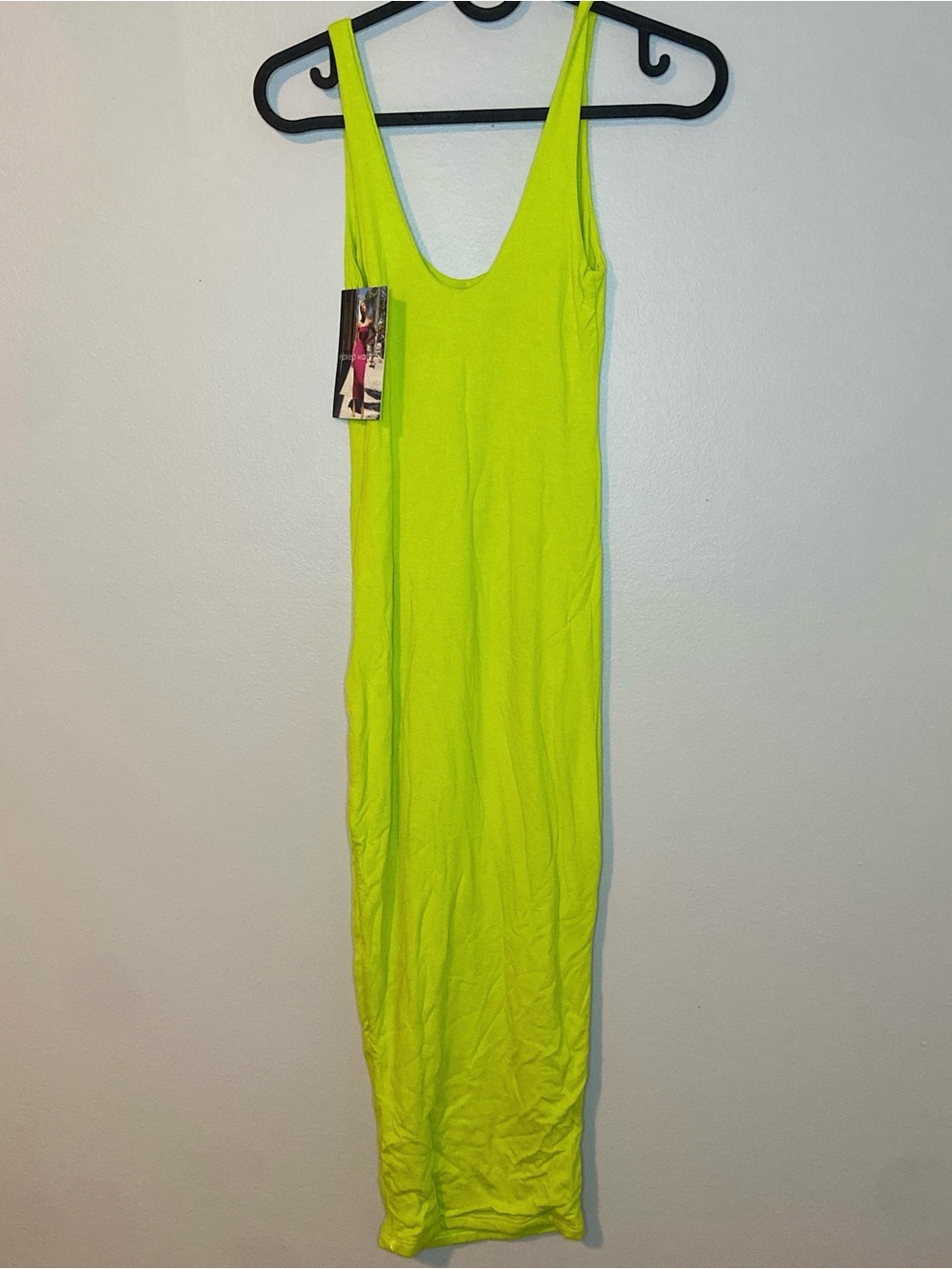 naked wardrobe Neon Lime Scoop Neck Maxi Dress size small